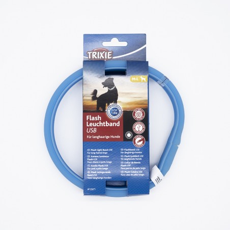 Collier Lumineux balade nocturne nuit lumière bleu pour chiens Trixie