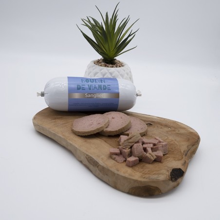 Boudin de viande Sanglier - friandise naturelle récompense éducation occupation pour chiens et chats Boudin de viande Sanglier - friandise naturelle récompense éducation occupation pour chiens et chats