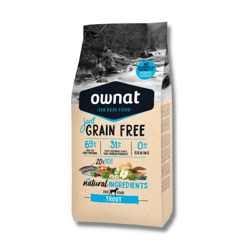 OWNAT - croquette Just Grain Free Truite sans céréales pour chiens adultes à la truite
