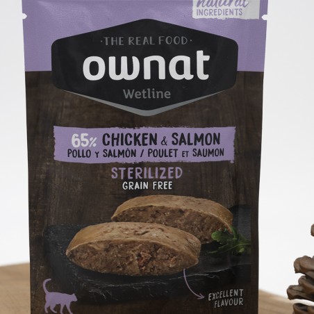 Pâtée sans céréales pour chats stérilisés Poulet et Saumon - OWNAT Pâtée sans céréales pour chats stérilisés Poulet et Saumon - OWNAT