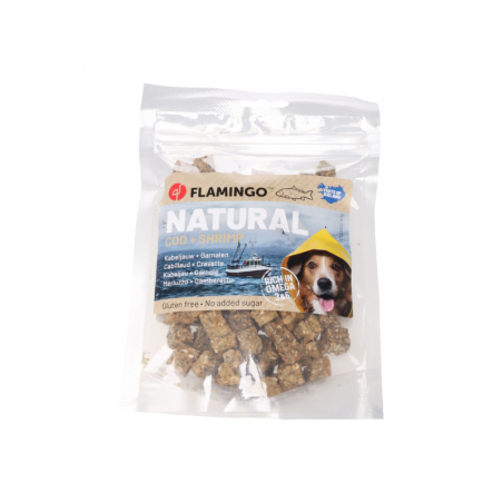 Cubes de cabillaud et crevettes - friandises pour chiens - Flamingo