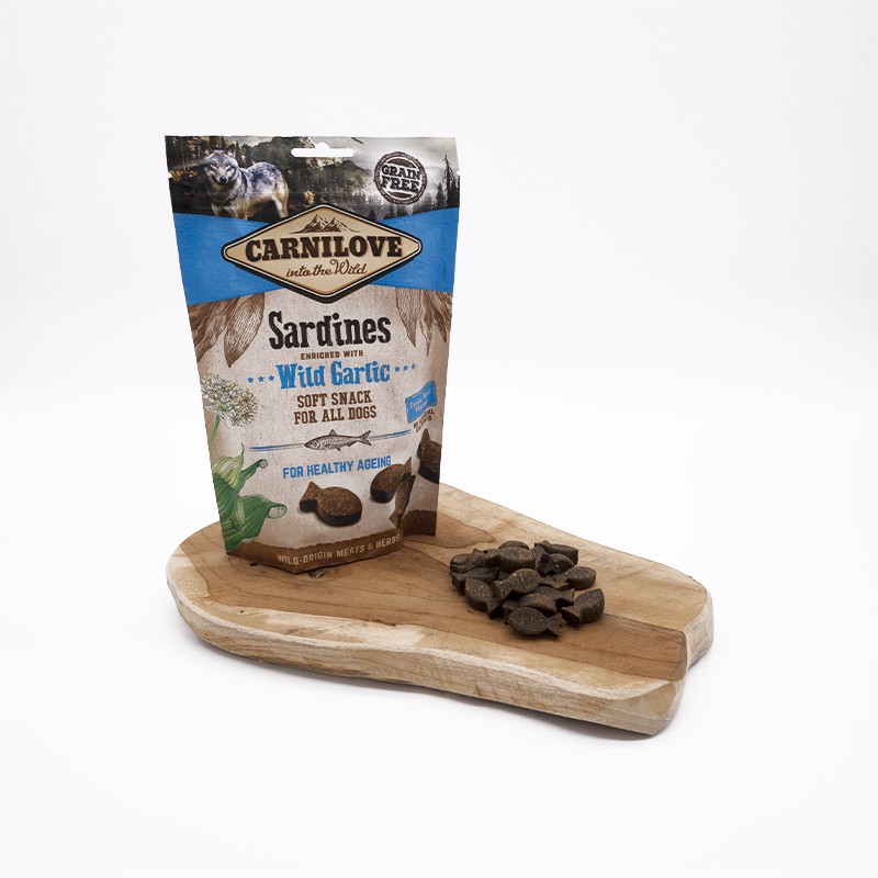 Carnilove  Soft Snack - Sardines et Ail des Ours friandises d'éducation occupation semi-humides pour chiens