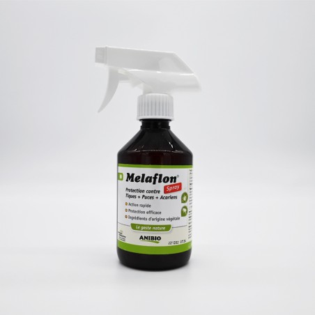 Melaflon Spray - antiparasitaire naturel contre puces, tiques, poux pour chiens - ANIBIO