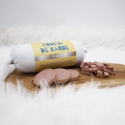 Boudin de viande Boeuf - friandise naturelle occupation pour chiens et chats