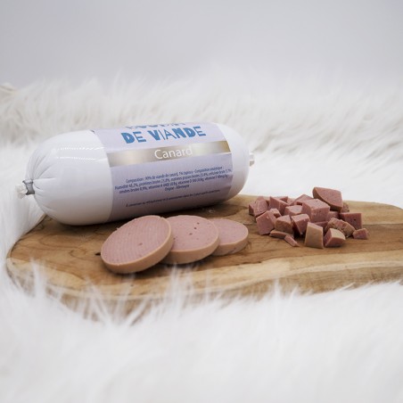 Boudin de viande Canard - friandise naturelle occupation pour chiens et chats Boudin de viande Canard - friandise naturelle occupation pour chiens et chats