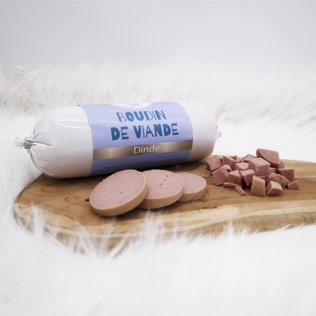 Boudin de viande Dinde - friandise naturelle occupation pour chiens et chats Boudin de viande Dinde - friandise naturelle occupation pour chiens et chats