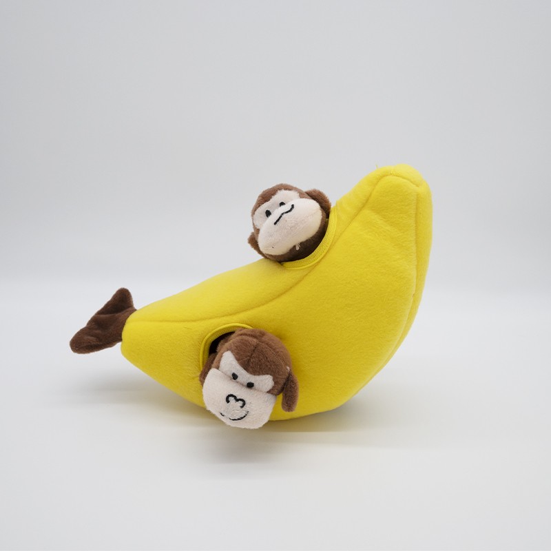 La Banane et ses Singes - Peluche de flair jeu occupation jouet pour chiens Zippypaws