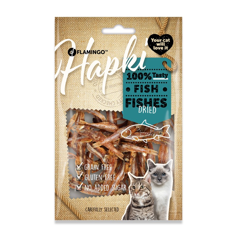 Petits poissons séchés Hapki - friandises naturelles pour chiens et chats