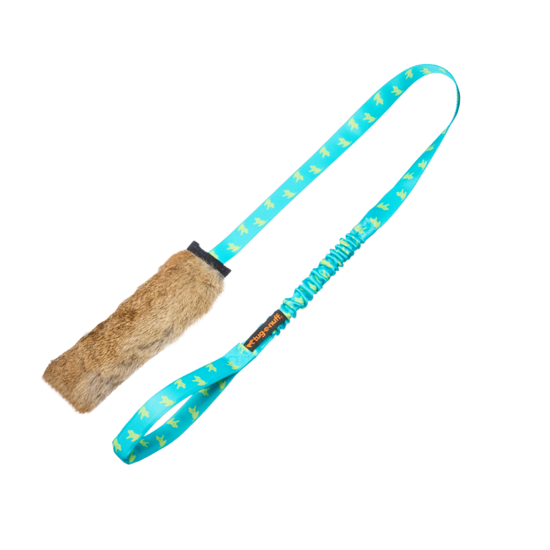 Tug qui couine en fourrure de lapin - jouet à tirer Tug-E-Nuff