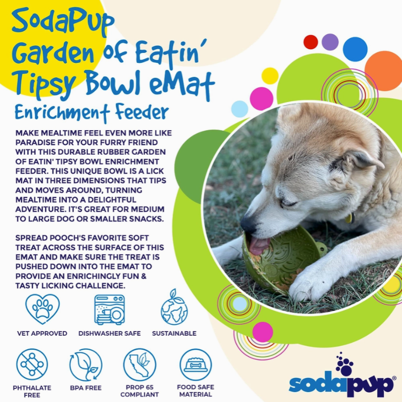 Garden of Ealin'Tipsy Bowl - Bol de léchage pour chiens et chats - Sodapup