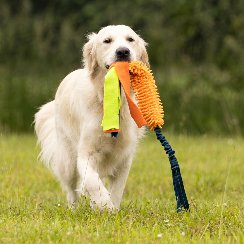 Tug chenille et lanières - jouet à tirer Flamingo