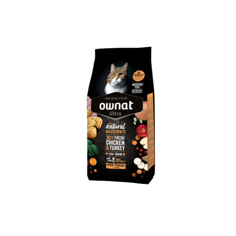 OWNAT Ultra Mature Sterilized - croquettes Low Grain pour chats stérilisés de plus de 7 ans