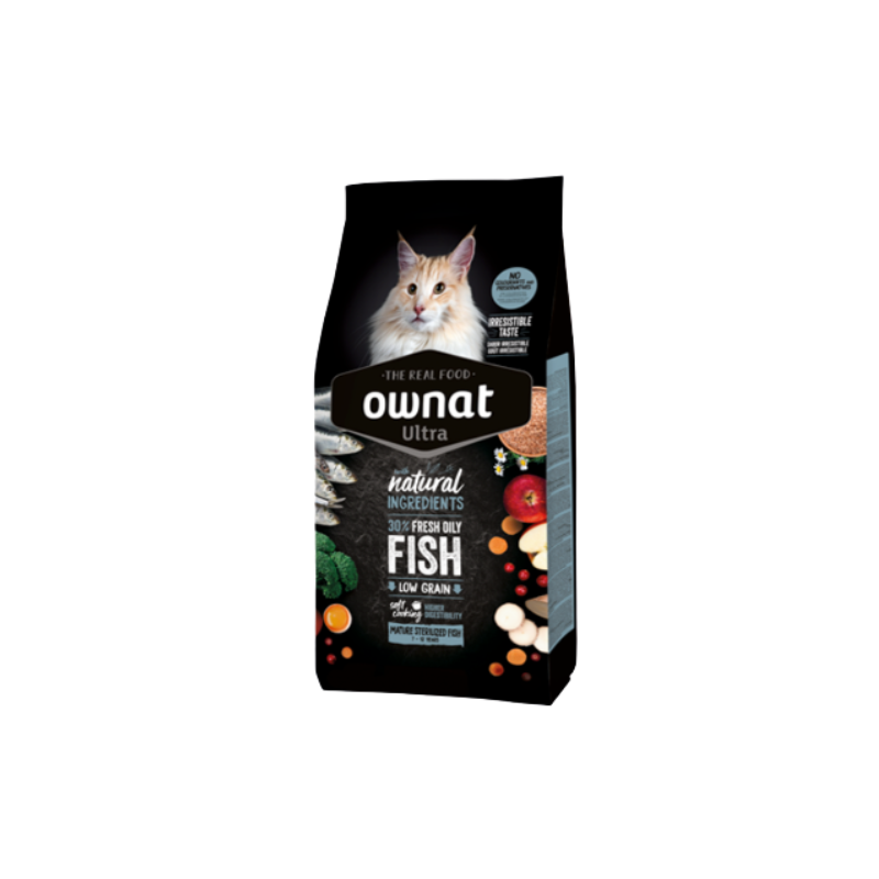 OWNAT Ultra Mature Sterilized Fish - croquettes Low Grain pour chats stérilisés de plus de 7 ans